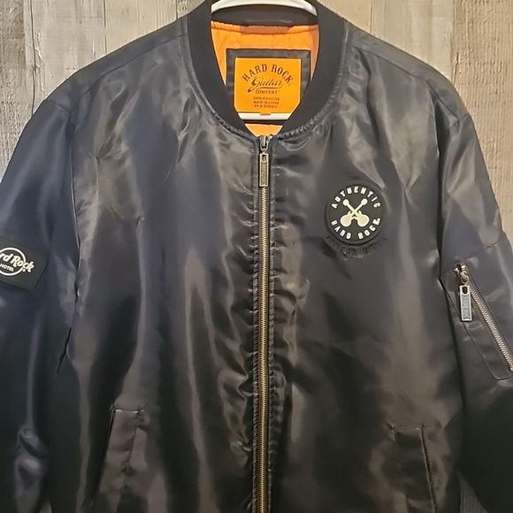 Hard Rock Hotel Riviera Maya Bomber Jacket Blue Zip Up Polyester Mens Small - Picture 8 of 12